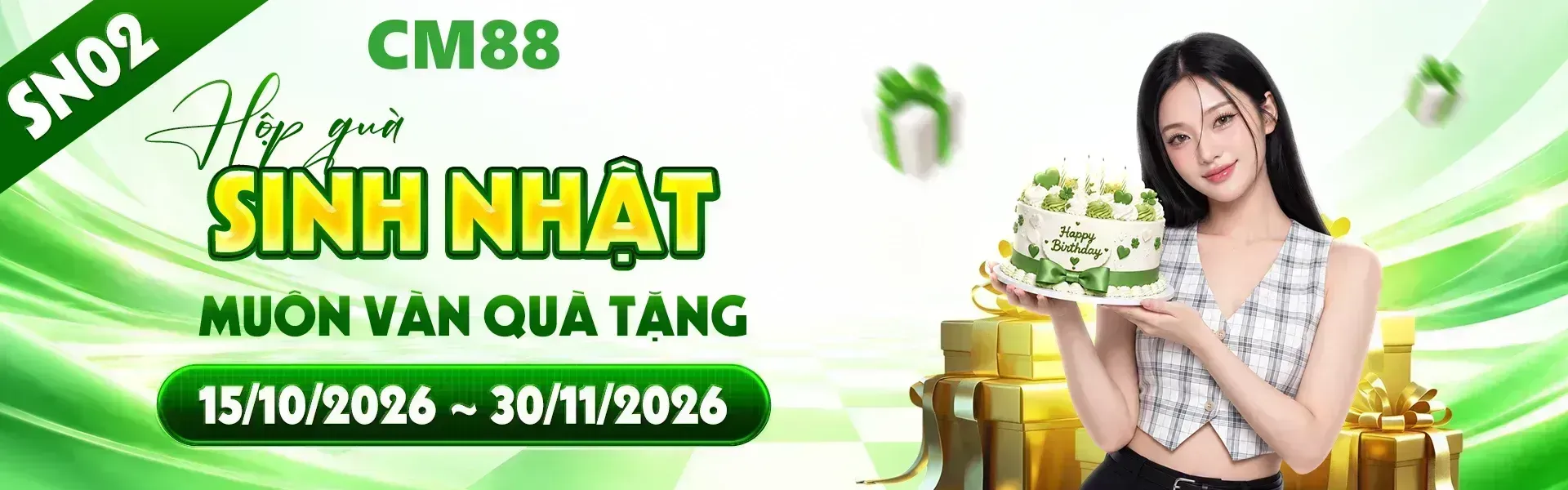 4. CM88 khuấy động mùa sinh nhật bằng chương trình quà tặng phong phú dành cho cộng đồng hội viên. Nhanh tay tạo tài khoản để khám phá những phần thưởng nổi bật.